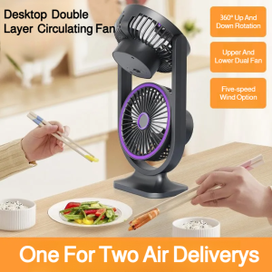 [Shivering with cold] ⚡Dual-headed storm fan⚡ Air circulation fan Silent desktop fan High-power fan