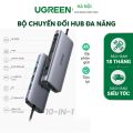 Bộ Chuyển USB C 10 in 1 UGREEN 80133 USB C to 3 USB 3.0+HDMI 4K + VGA + RJ45 Gigabit + SD/TF + Audio 3.5mm, hàng chính hãng. 