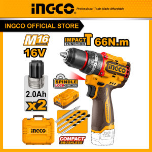 Máy khoan 3 chức năng có búa 66Nm không chổi than hệ pin 16V INGCO CIDLI166062