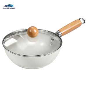 Ueb Official Mall ✪Ceramic Wok Pan with Cool-Touch Handle Woks & Stir-Fry Pans Round Flat Bottom Cookware for Induction Cooktops/Gas Stoves
