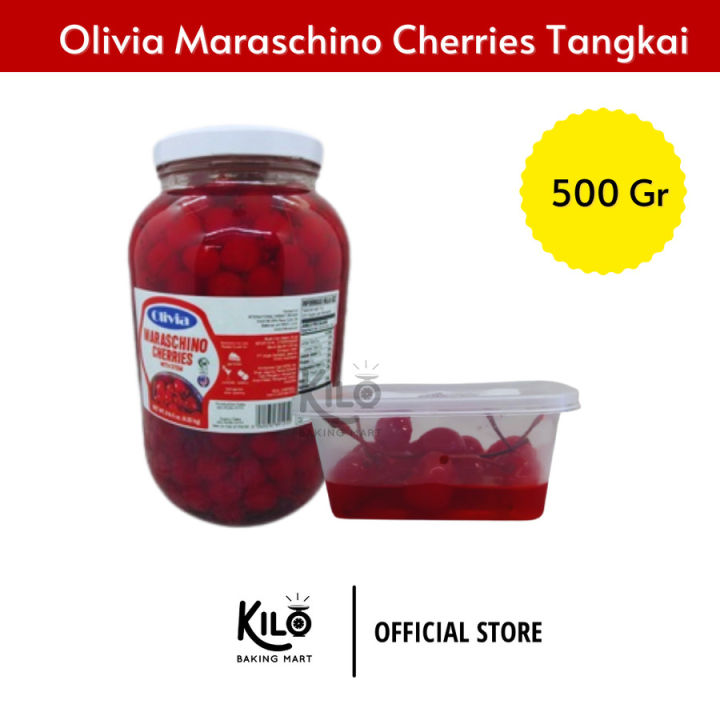 Olivia Maraschino Cherries Ceri Tangkai Repack 500 gr | Lazada Indonesia