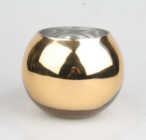 แจกันสีทอง แจกันแก้วทรงกลมสีทองเงา Gold vase สำหรับจัดดอกไม้ประดิษฐ์