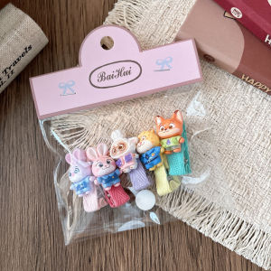 Zootopia Judy Nick Cute Cartoon Resin Childrens Pair Hair Tie Hair Tie Girls All-Inclusive Animal City Press Clip Hair Clip Pendant Necklace