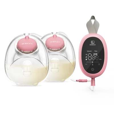 Horigen Decent Go Hands-free Double Electric Breast Pump with Collection Cups Wearable Breast Pump Silent Rechargeable Breastfeeding Cups Soft Silicone with 180ml/6oz Bottle D6
