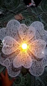 kelopak kap bunga lampu dekorasi love + fitingan jumbo bahan kain brukat murah cantik dan terlaris diameter 55 cm