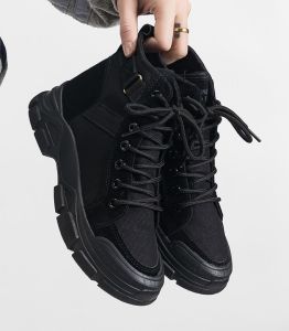 [JESSICASTORE] Korean matin fashion boots lace up CANVAS  Formal High-Top Ankle Business Shoes BOOTS  for women #D01 (ADD SIZE PLS)