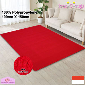 Karpet polypropylene polos lantai ruang tamu tidur permadani bulu minimalis 100 cm x 150 cm - NMs