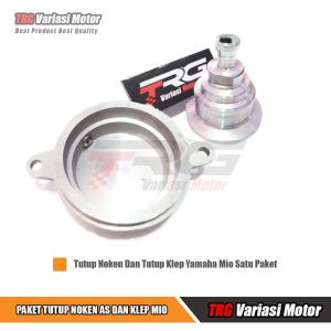 Paket Tutup Klep Mio Racing dan Tutup Timing Mio TRG CNC Alumunium Berkualitas Varian Warna Silver Chrome