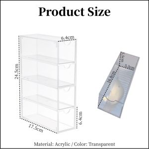 【PLAYFUL】4 Drawers Transparent Desktop Organizer Box Stationery Cosmetic Bracelet Jewelry Cosmetics Display Box