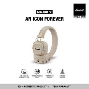 MARSHALL MAJOR V BLUETOOTH CREAM - รับประกัน 1 ปี + ส่งฟรีทั่วไทย (หูฟังบลูทูธ หูฟัง Bluetooth หูฟังครอบหู หูฟัง marshall ของแท้)