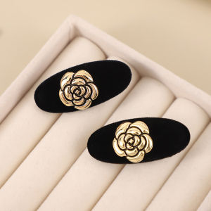 1 Pair Camellia Velvet Hairpin Side Clip Hepburn Style Duckbill Clip Small Bangs Clip Womens Hair Accessories Headdress