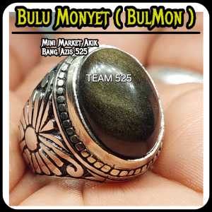 Cincin batu bulmon / bulu monyet asli natural batu alam