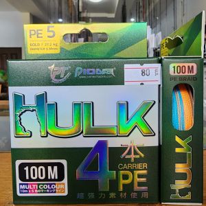 สายเอ็นตกปลา Pioneer HULK ถัก 4 ยาว 100 เมตร x4 Multi Color Black