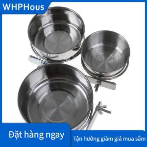 WHPHous Bát treo cho thú cưng Bát lồng đựng thức ăn cho chim và mèo bằng thép không gỉ