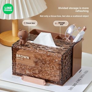 100% Authentic Line Friends Tissue Storage Box Holder Desktop Wide-mouth Waterproof Moisture-proof Multipurpose Home Organizer Toilet LFB148/LFB161