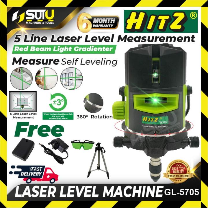 HITZ GL-5705 / GL5705 4V1H6D 360° 5 Line Professional Automatic Laser ...