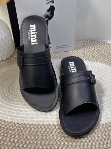 men019 New Marikina brown orange and black slide sandals with buckle strap for men