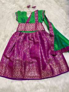 Readymade Girls Pattu Saree | Silk Pattu Saree for Kids | Readymade Saree Premium Quality | Kids Pavadai Thavani