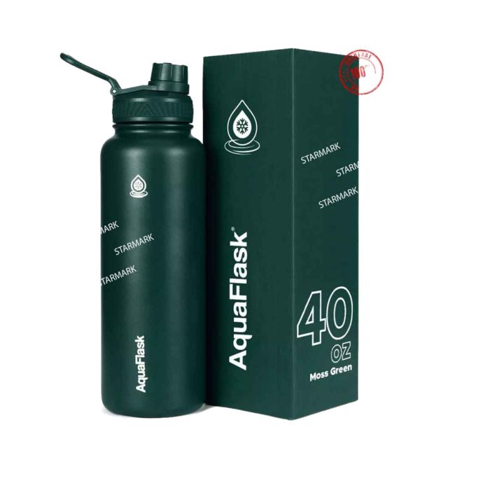 AQUAFLASK 40oz MOSS GREEN Aqua Flask Wide Mouth with Flip Cap Spout Lid ...