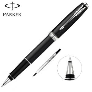 PARKER Sonnet Rollerball Pen Matte Black Lacquer with Gold Trim Fine Point Black Ink Refill Buckle gift box (free carving)