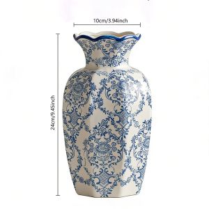 Classical Ceramic Vase Blue and White Porcelain Hand Painted Vase for Flower Home Decor Desktop Flower Arrangement Tabletop Vase