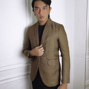 jas pria slimfit blazer pria tartan gold gorgoraz casual formal keren terbaru