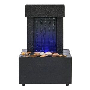 INNEED ABS Water Fountain Circulating Water Flow Battery/Plugged in Waterfall Decoration Creative Micro Landscape Flowing Water Ornaments Home Decoration
