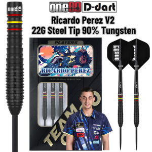 ONE80 STEEL TIP DART - 22G Ricardo Perez Player V2 90% Tungsten Steel Darts (DART ARROW KELULI)