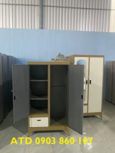 Tủ sắt 2 cánh đựng đồ- tủ sắt sinh viên 1 bên treo và e bên xếp đủ màu đẹp ATD