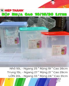 Hộp Nhựa Cao 10/15/20 Lít Hitaco - Hộp đựng thực phẩm - Nhựa Hiệp Thành An Toàn Trong Thực Phẩm