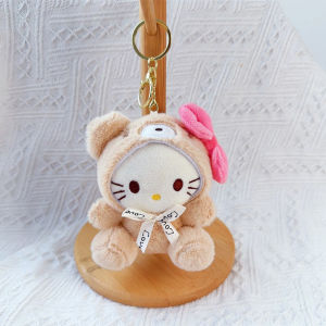 Cute Sanrio Plush Keychain Sanrio Plush Charm Hello Kitty Cinnamoroll Doll Figure Keychain Pendants Girls Backpack Accessories Kids Gift