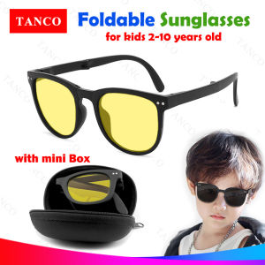 TANCO 1010X Trẻ em Kính râm có thể gập lại với mini-hộp UV400 ống kính có thể thay thế 7 màu có sẵn kính mát cho Nam Nữ 2-10 tuổi