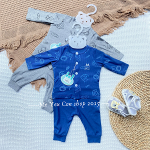 (3-7kg) Bộ Quần Áo Sơ Sinh Tay Dài Little Love Chất Thun Tăm Siêu Mềm Thoáng Mát Cho Bé