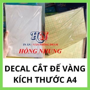 [Decal Cắt] Xấp 100 Tờ Decal Đế Vàng  Kích thước A4 Loại Cắt Sử Dụng Tốt Cho Mực In lazer Cho Chất Lượng Bản In Đẹp Độ Bám Cao