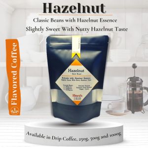 3Brews Hazelnut Flavored Coffee: Whole Beans or Custom Grounds Dark Roast Brew Ideal for Custom Brewing Available in 250g 500g 1000g Dark Roasted Aromatic Flavorful |  Grind As Per Order