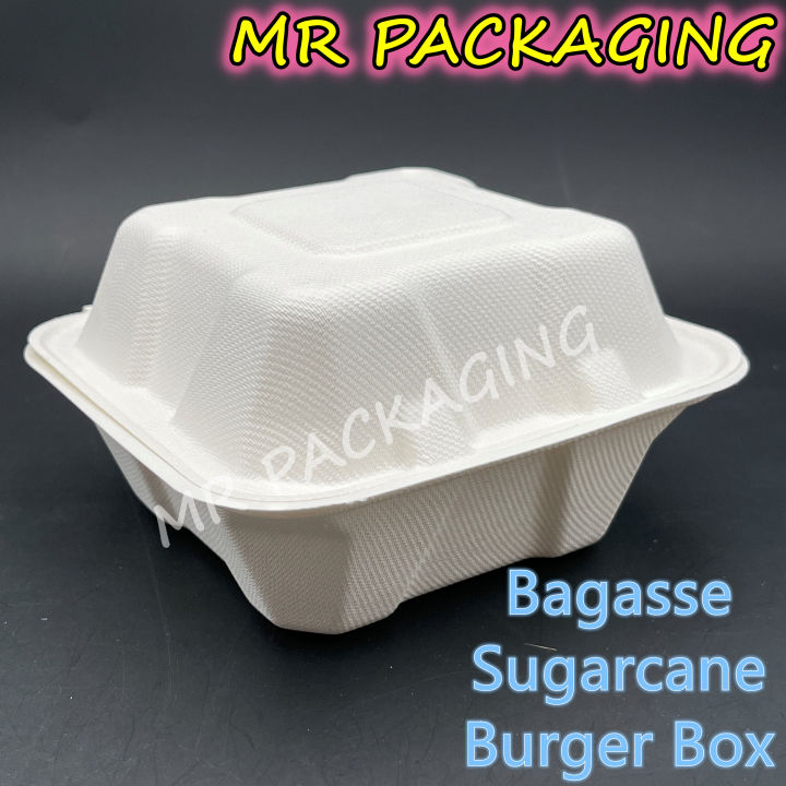 Biodegradable Burger Box [ 50pcs± ] Sugarcane Bagasse Food Box ...