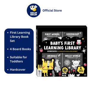 Babys First Learning Library High Contrast 4 Board Books Gift Set For Toddlers Ages 12+ Months
