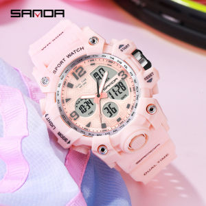 SANDA Top Brand Luxury Fashion Sports Womens Watches Multifunction Waterproof Watch Analog Digital Wristwatch Casual Clock
