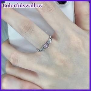 Colorfulswallow Bạc Màu Nhẫn Hồng Trái Tim Opal Sáng Tạo Vòng Tay Cổ Điển Thẩm Mỹ Dễ Thương Punk Nhẫn Cho Phụ Nữ Quyến Rũ Đồ Trang Sức Phụ Kiện