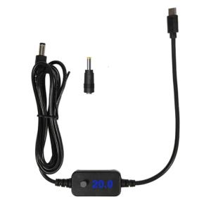 USB C To DC5525 Charging Cord 120CM Length Adjustment Output Interchangeable Tip DC5V9V12V20V 65W Adjustment