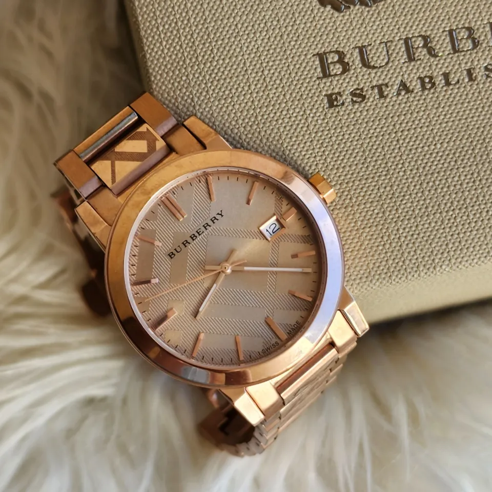 Original Burberry The City BU9039 Swiss Rare Engraved Rose Gold Date Dial 38mm Unisex Wrist Watch Lazada PH