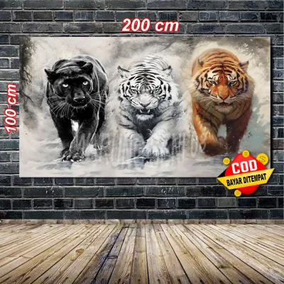 POSTER CETAK TIGA HARIMAU WS WOLDECOR BISA BAYAR DITEMPAT COD
