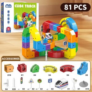 Electric Train Set 51/81/123PCS for Kids DIY 3D Track Building System with Gravity-Defying USB Rechargeable Train Magic Rail C