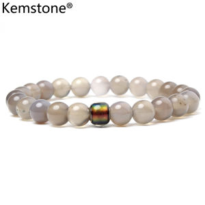 Kemstone Mens Temperature Sensitive Colorful Tiger Eye Lava Stone Beads strand Bracelet