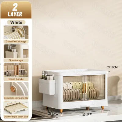 Dish Cabinet Kitchen Dish Rack Cupboard with Cover Drain Plate Tableware Foldable Dish Rack Multifunctional Dish cabinet Dish Cabinet Kitchen Dish