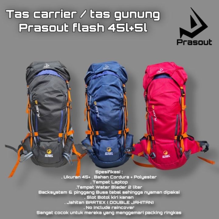 Tas Carrier Prasout Flash 45 ,+ Raincover bkn Jackwolfskin Eiger