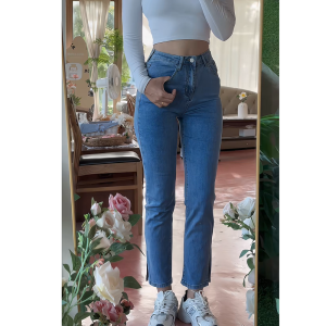 กางเกงยีนส์ ผญ เอวสูง วินเทจ ผ่าข้าง สาวอวบ ผ้ายืด ไซด์ S-L สวยมาก  ผ้ายีนส์พรีเมี่ยม 💥 พร้อมจัดส่งในไทย 💥