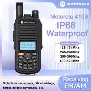 Motorola 410S IP68 Waterproof Walkie Talkie Two Way Radio 20KM Range 9800mAh Battery UHF VHF Dual Band for Marine Construction Outdoor
