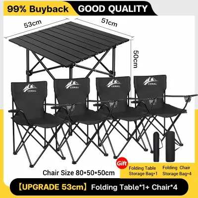 FINNA Outdoor camping table 53CM 95CM Aluminium picnic folding table portable thicker more durable With folding chairs