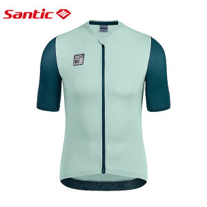 Santic Men Cycling Jersey Breathable Road Bicycle Tops UV Protection UPF 50+ Short Sleeve MTB Bike Shirt